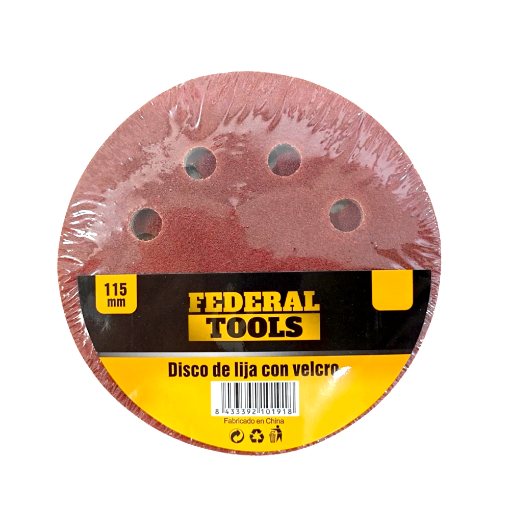 Lija Con Velcro Abrojo 115mm Grano 80 FEDERAL TOOLS X10