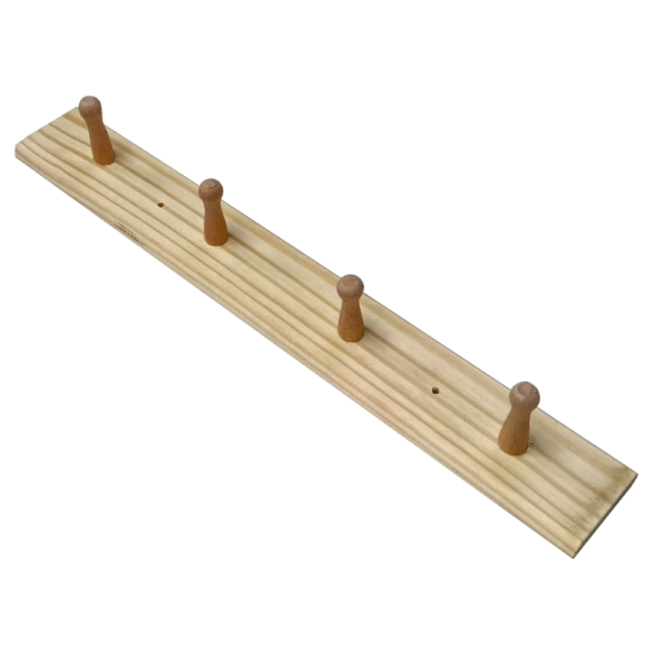 Perchero De Pared 4 Ganchos Base Madera