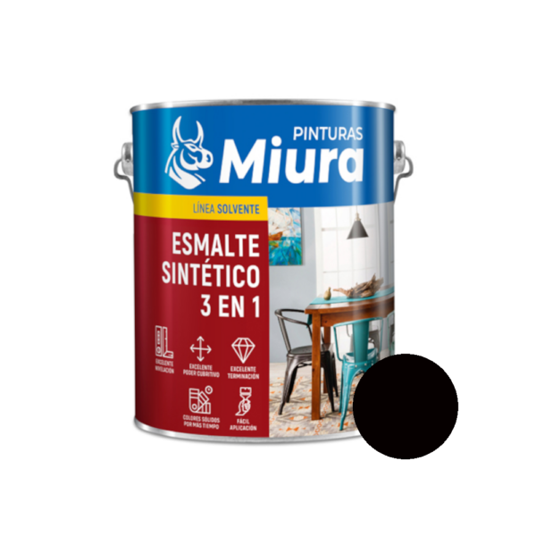 Esmalte Sintetico Miura 3 En 1 Negro Mate 0.9L