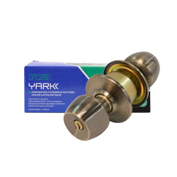 Cerradura YARK Pomo Con Llave Y Botón Latón