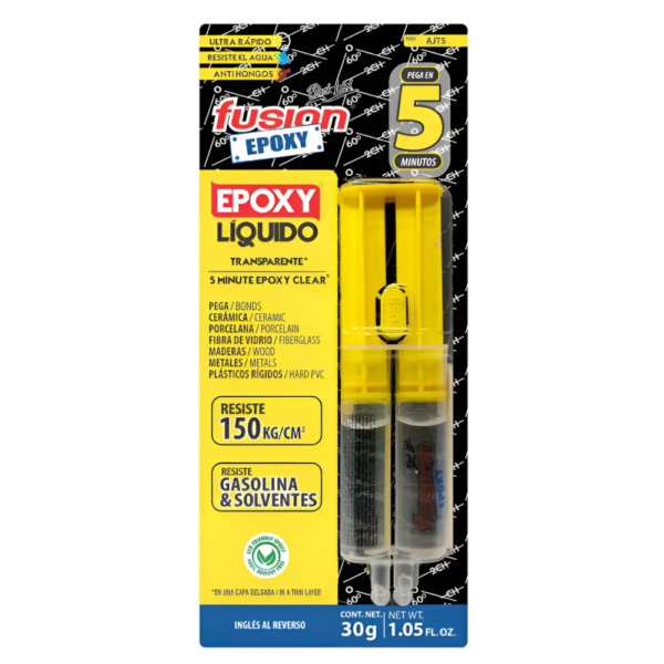Adhesivo Epoxy Jeringa Transparente 30Gr FUSION EPOXY