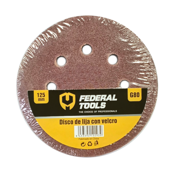 Lija Con Velcro 125mm Grano 80 FEDERAL TOOLS